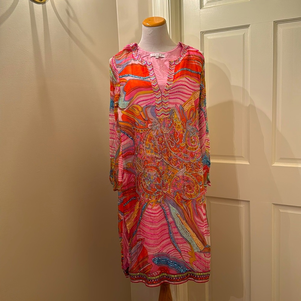 SHREY Vintage Beaded Dress or Cover-up Size Small